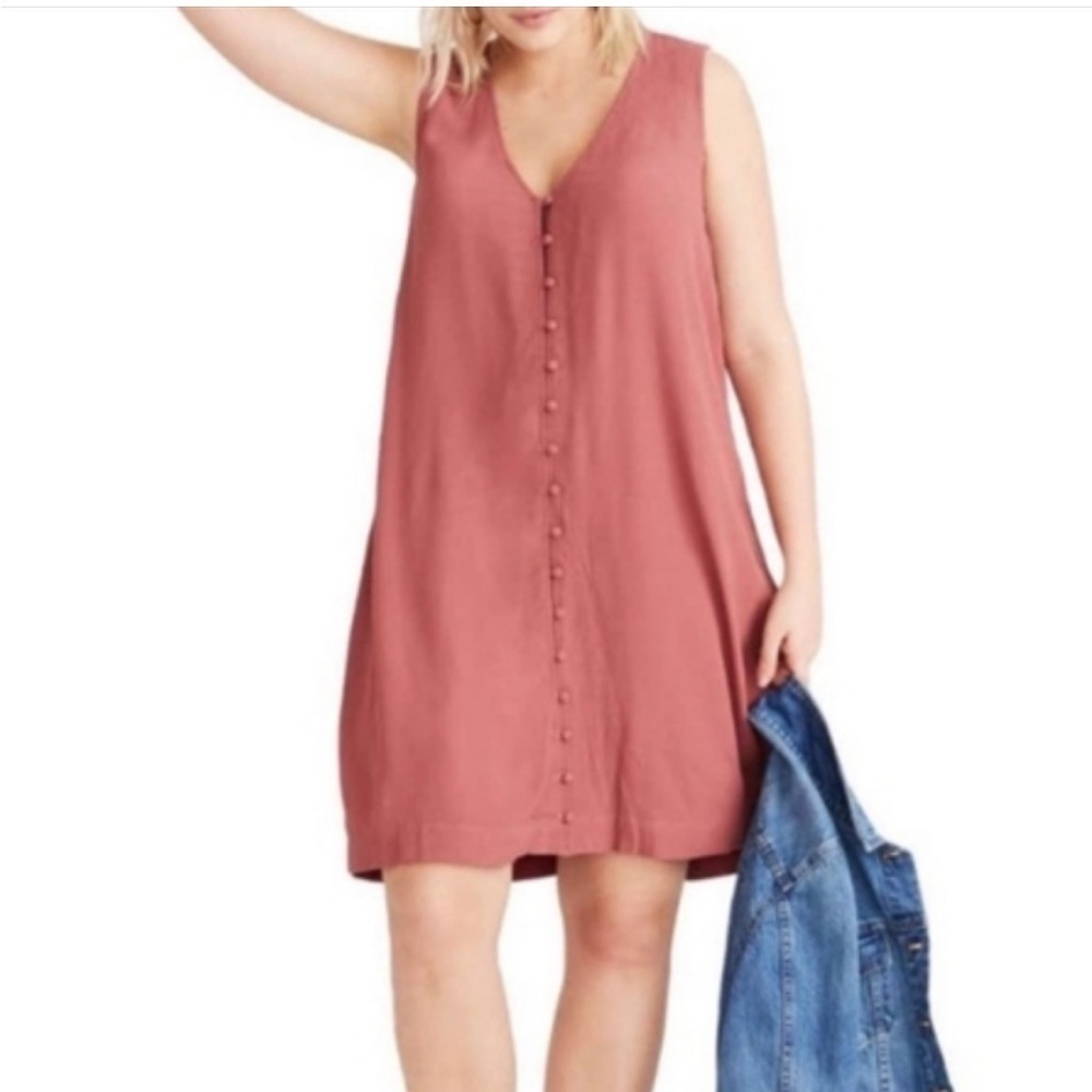 MADEWELL Heather Button Front Sleeveless Dress, XXL